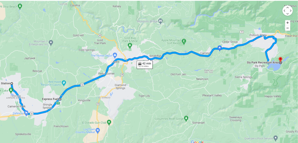 Image Map of RV Dump Stations in El Dorado County